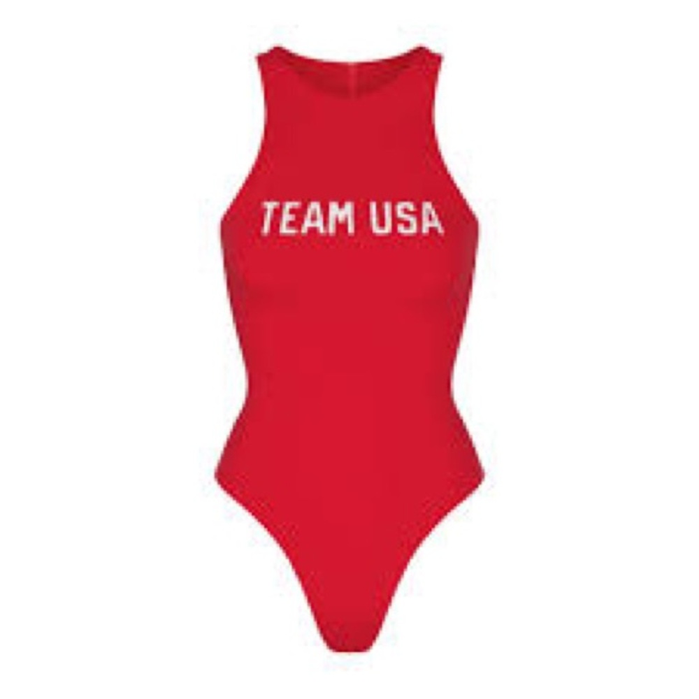 SKIMS Red USA bodysuit